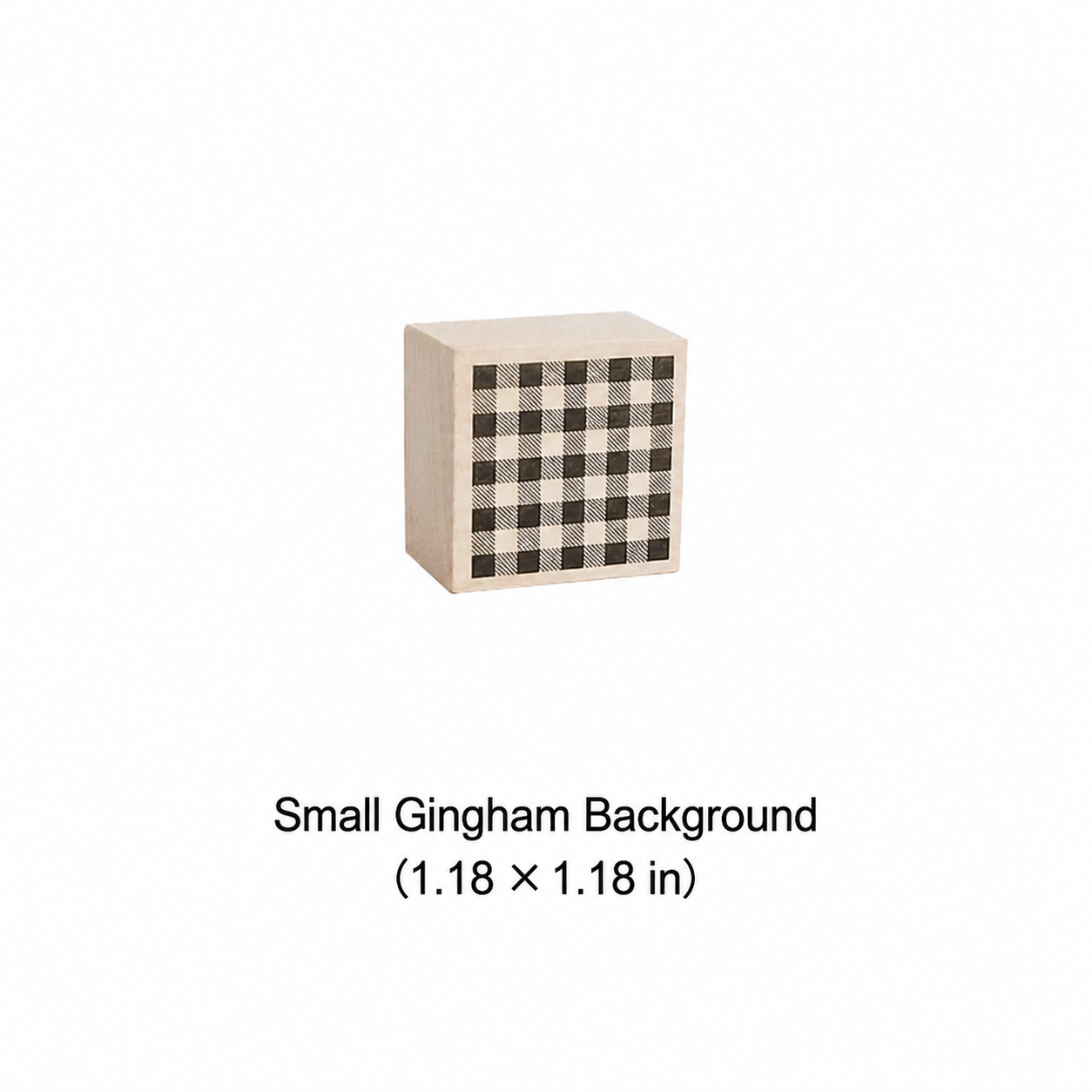 Small gingham background wooden rubber stamp, 1.18 x 1.18 inches
