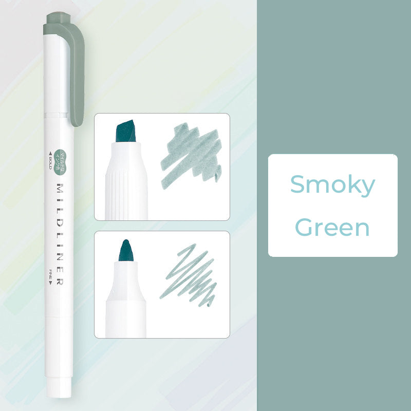Zebra Mildliner WKT7 Double-Sided Highlighter - Mild Smoky Green