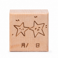 Star date marker beech wood stamp on white background