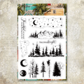 Starry night mountain and forest silicone stamp set