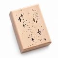 Starry Sky Wooden Stamp showing scattered four-point stars and small dots in a vertical arrangement on a white background