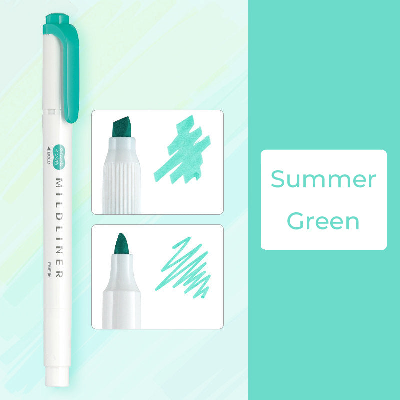 Zebra Mildliner WKT7 Double-Sided Highlighter - Mild Summer Green