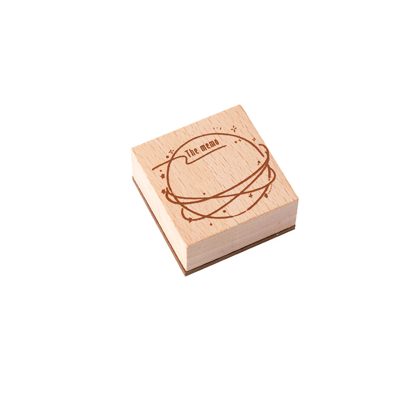 The Moon celestial wooden rubber stamp on white background