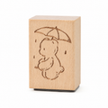 Umbrella Bear beech wood rubber stamp on pure white background