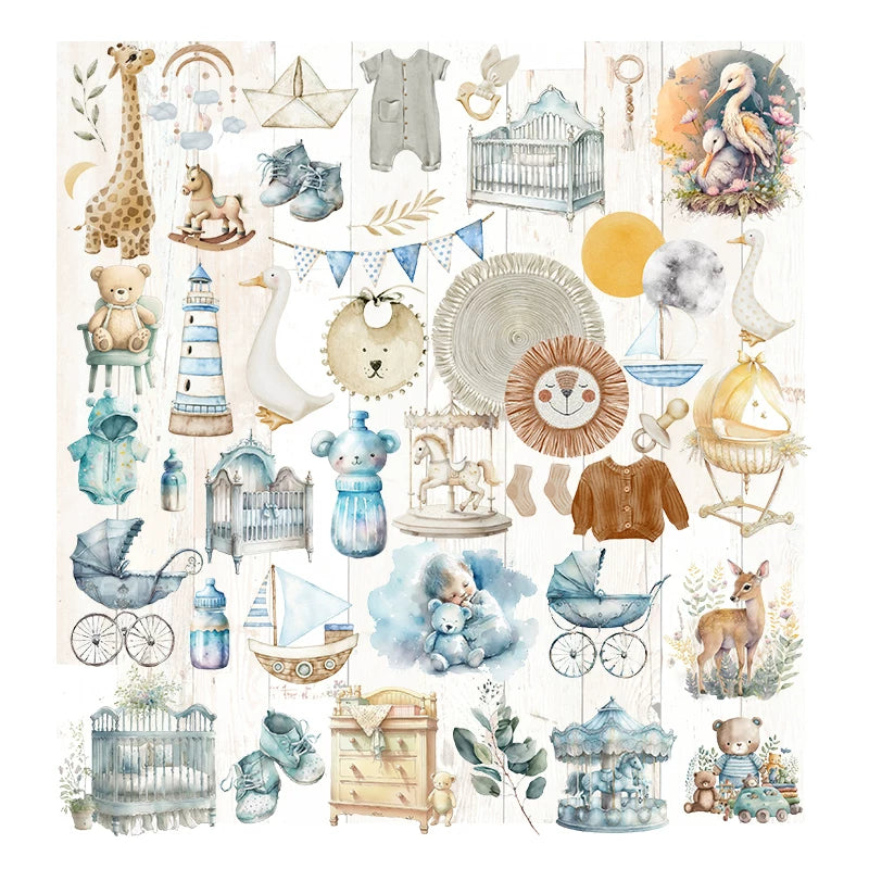Vintage Baby Boy vellum scrapbook sticker style