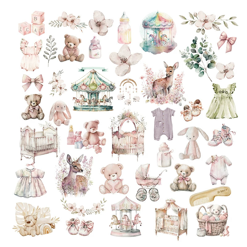 Vintage Baby Girl vellum scrapbook sticker style