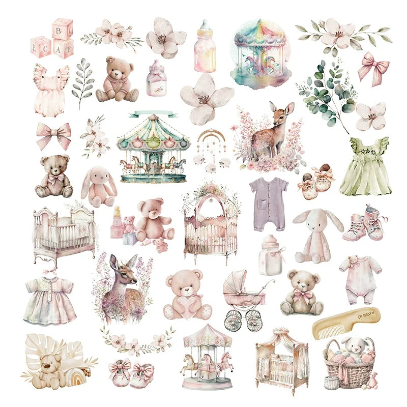 Vintage Baby Girl vellum scrapbook sticker style