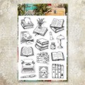 Vintage books library and typewriter silicone stamp set