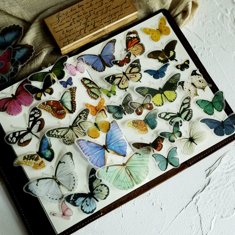 Vintage colorful butterfly vellum scrapbook stickers 1