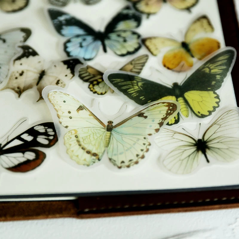 Vintage colorful butterfly vellum scrapbook stickers 3