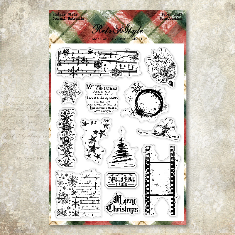 Vintage Christmas music stars and film silicone stamp set