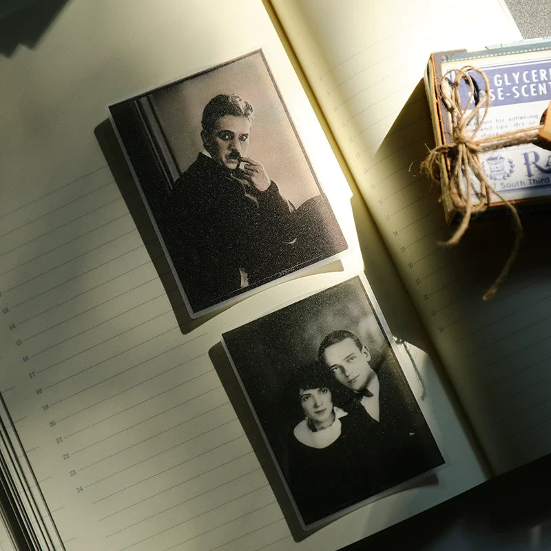 Retro silent film portrait journaling stickers