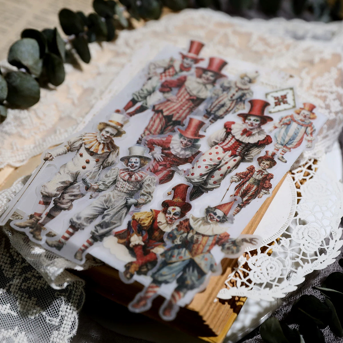 Antique carnival collage sticker assortment