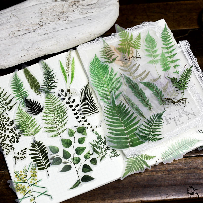Vintage fern botanical floral fruit and nature self-adhesive vellum scrapbook stickers 1