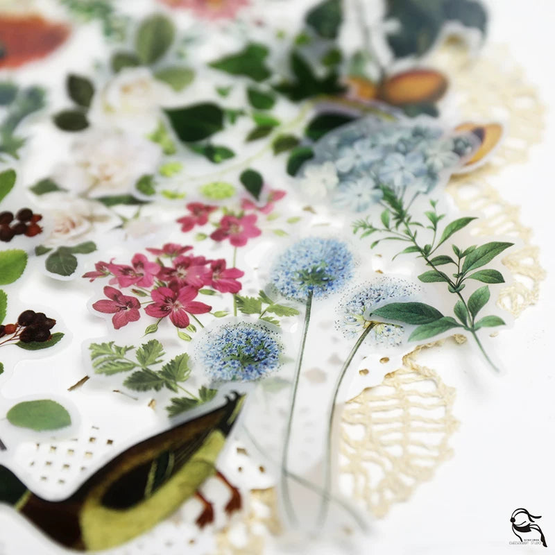 Vintage fern botanical floral fruit and nature self-adhesive vellum scrapbook stickers 4