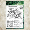 Vintage floral postcard roses and handwriting silicone stamp set