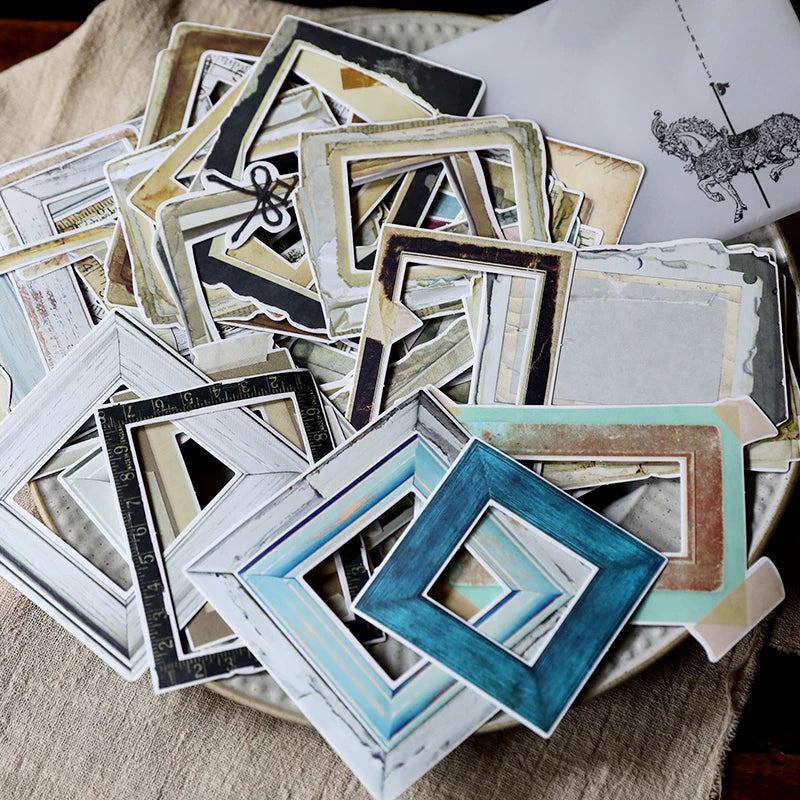 Vintage assorted photo frame stickers set, 35 pieces