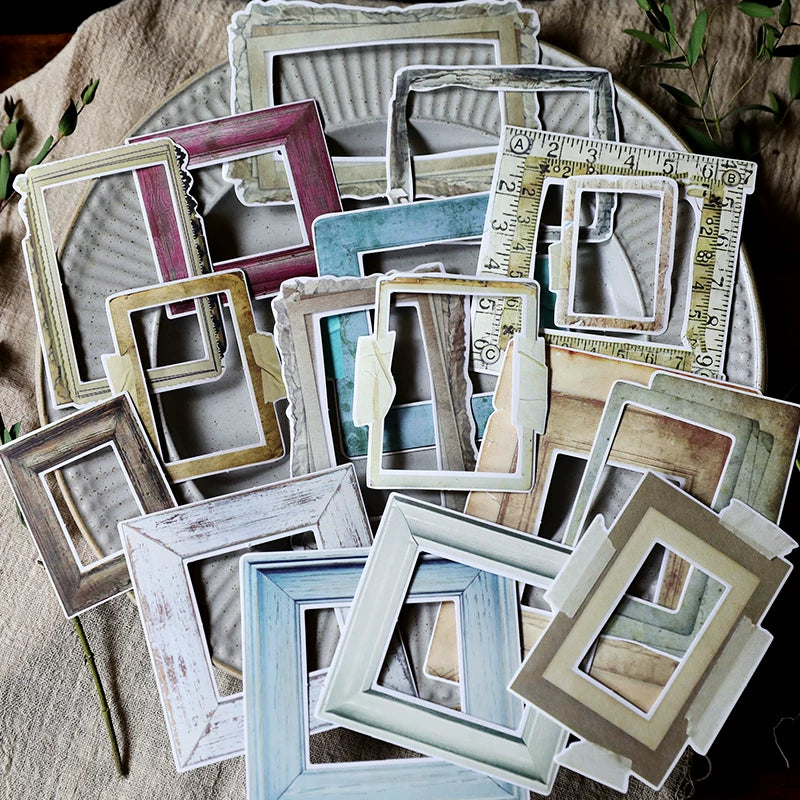 Assorted vintage frame sticker designs for junk journaling