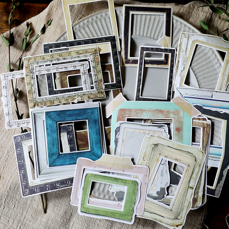 Vintage photo frame stickers for scrapbooking and collage
