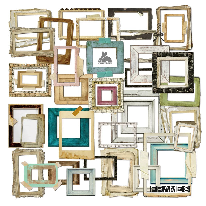 Vintage frame sticker set for photo journaling crafts