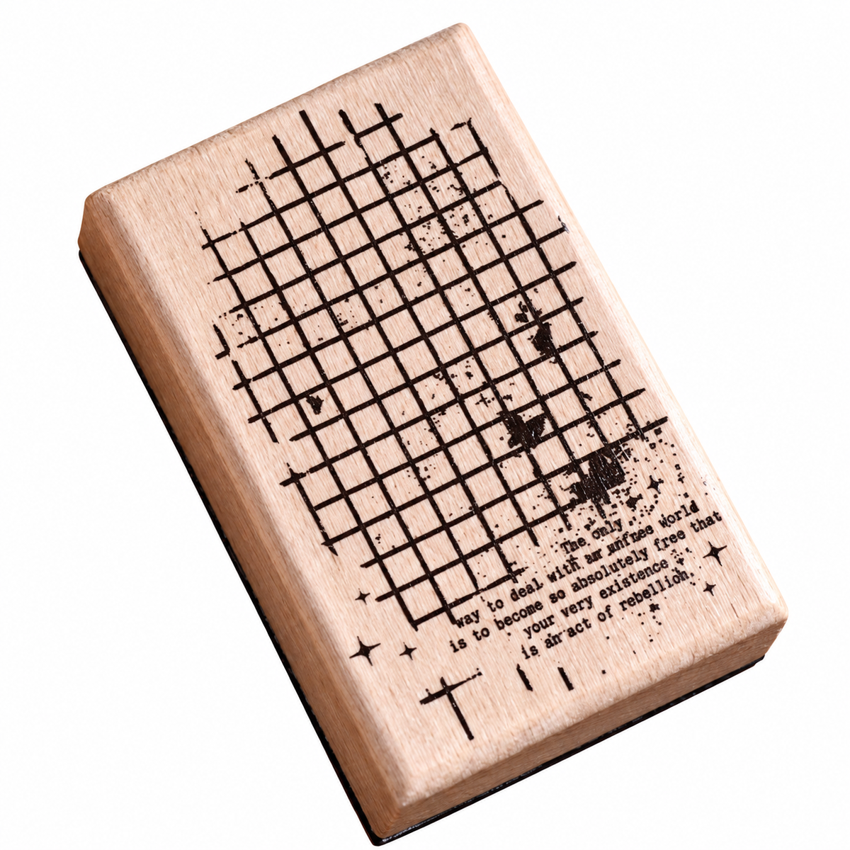 Vintage Grid Collage Wooden Stamp on a white background