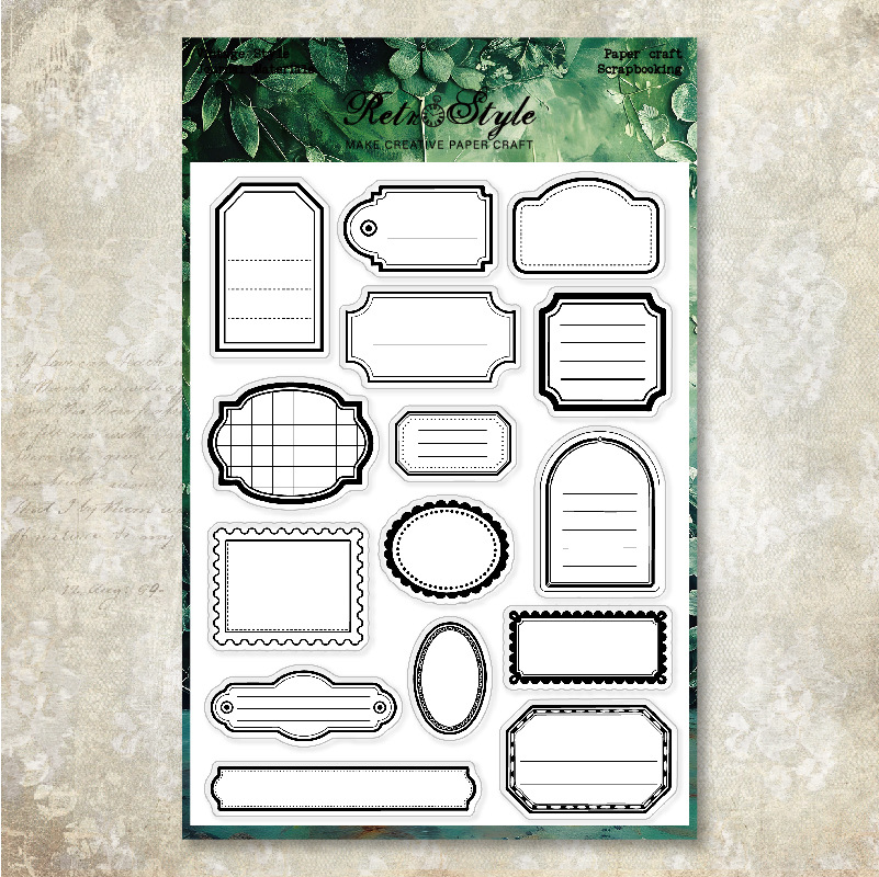 Vintage blank label tags and frames silicone stamp set