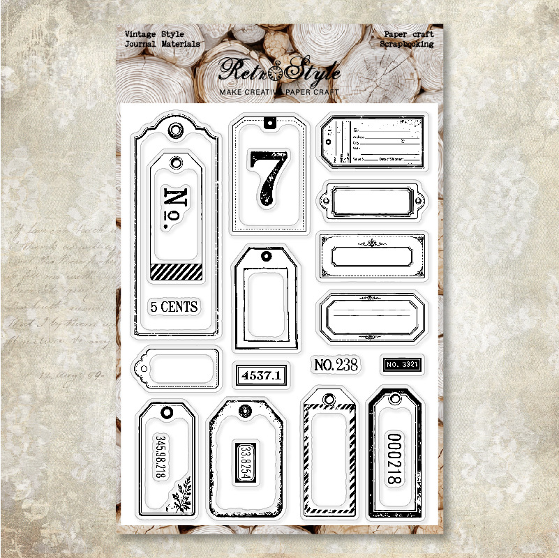 Vintage labels and tags silicone stamp set