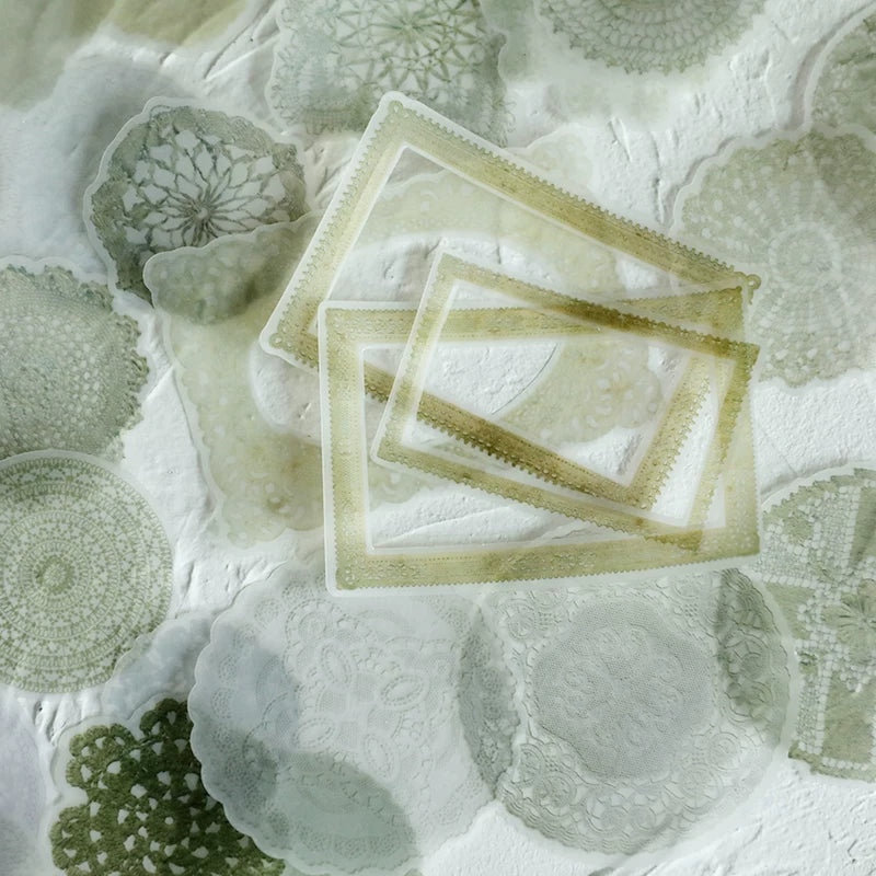 Vintage translucent lace scrapbook sticker collection