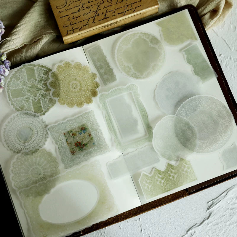 Decorative lace vellum stickers for collage