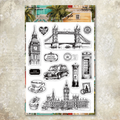 Vintage London landmarks and travel silicone stamp set