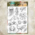 Vintage ocean animals and seashells silicone stamp set