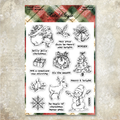 Vintage Santa snowman and reindeer Christmas silicone stamp set