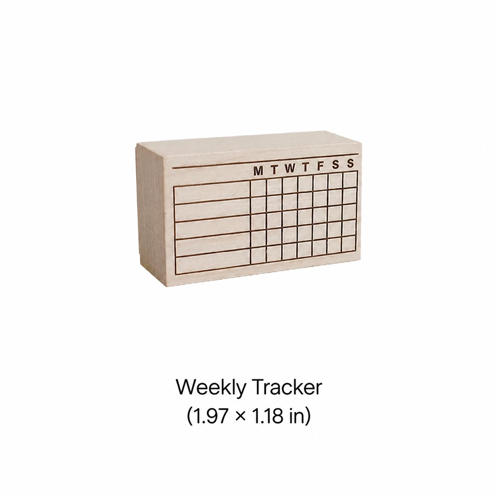 Weekly habit tracker wooden rubber stamp, 1.97 x 1.18 inches