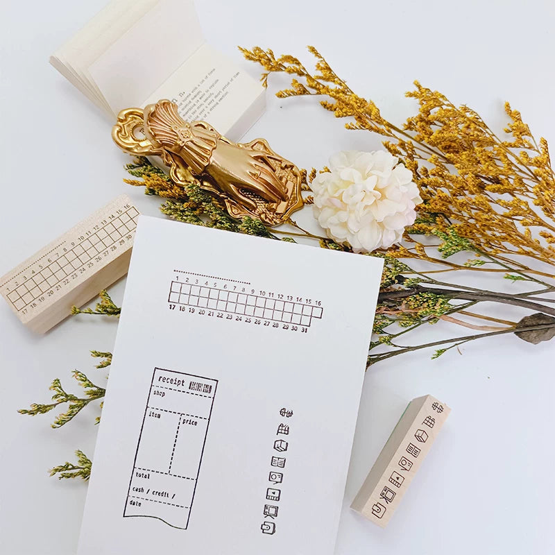 Wooden receipt stamp for planners and scrapbooks
