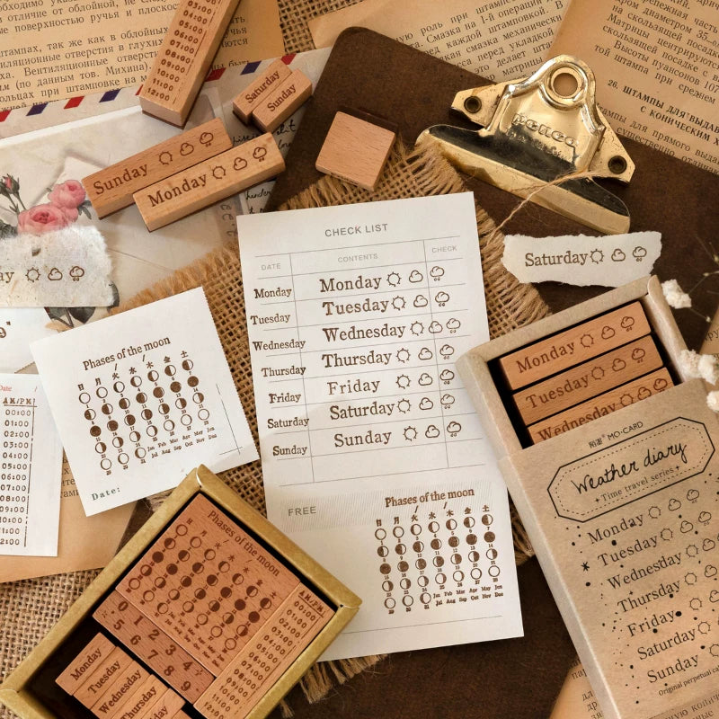 January through December wooden stamp blocks