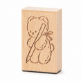 Writing Bear beech wood rubber stamp on pure white background