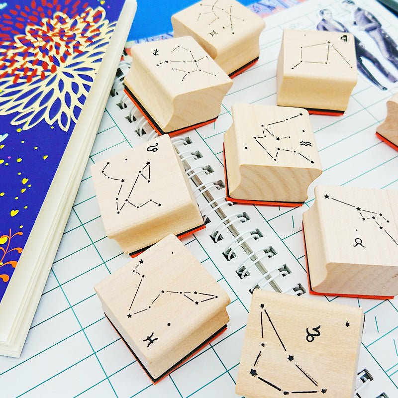 Zodiac beech wood rubber stamp product details