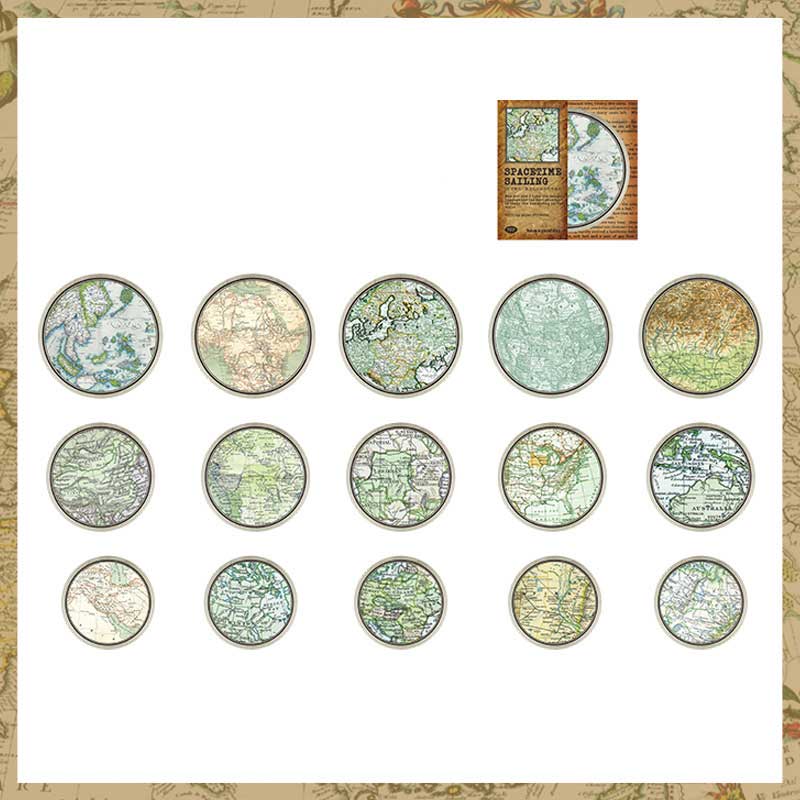 Sihon Map-Style Round Stickers