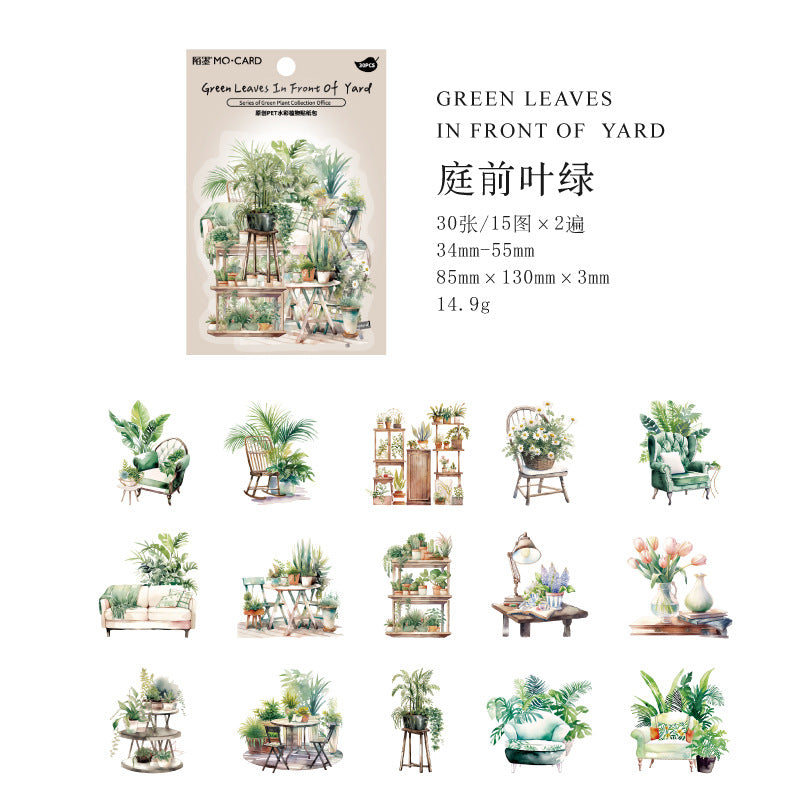 30pcs PET Green Plant Stickers LZSCS