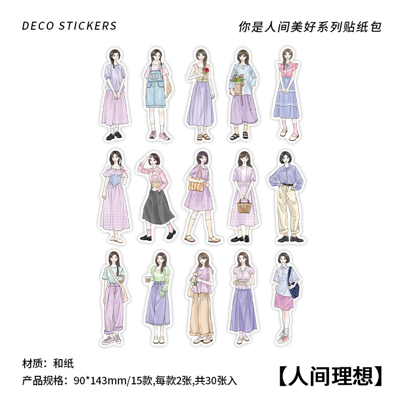 30pcs People Washi Stickers NRJMH