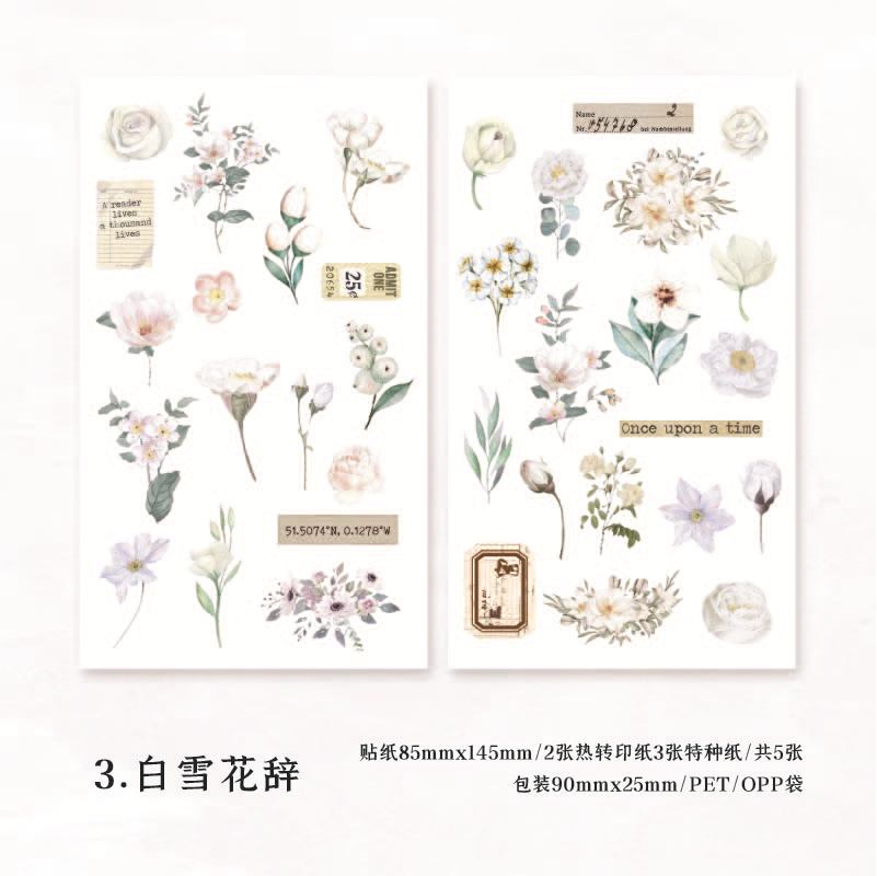 5 Sheets Flowers Stickers HQQX
