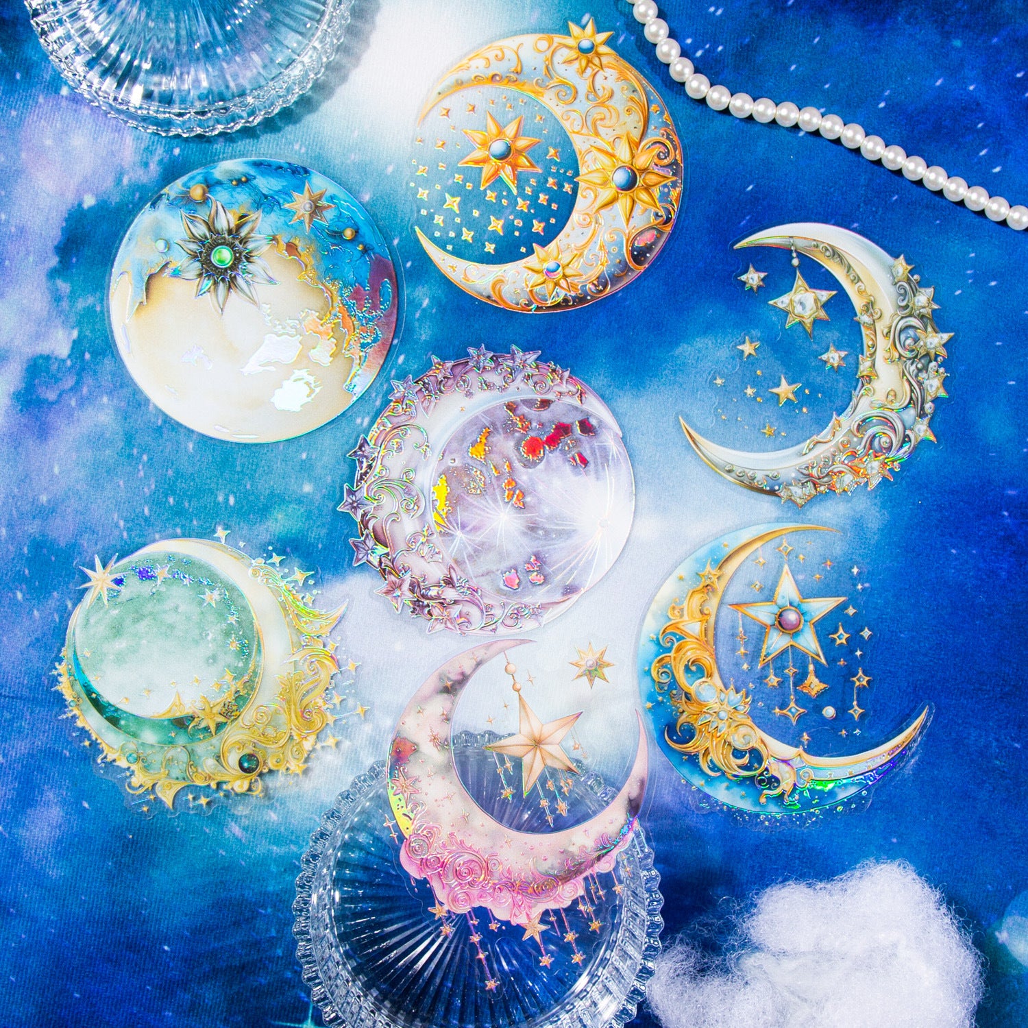 6 Pcs Moon Stickers YMNG