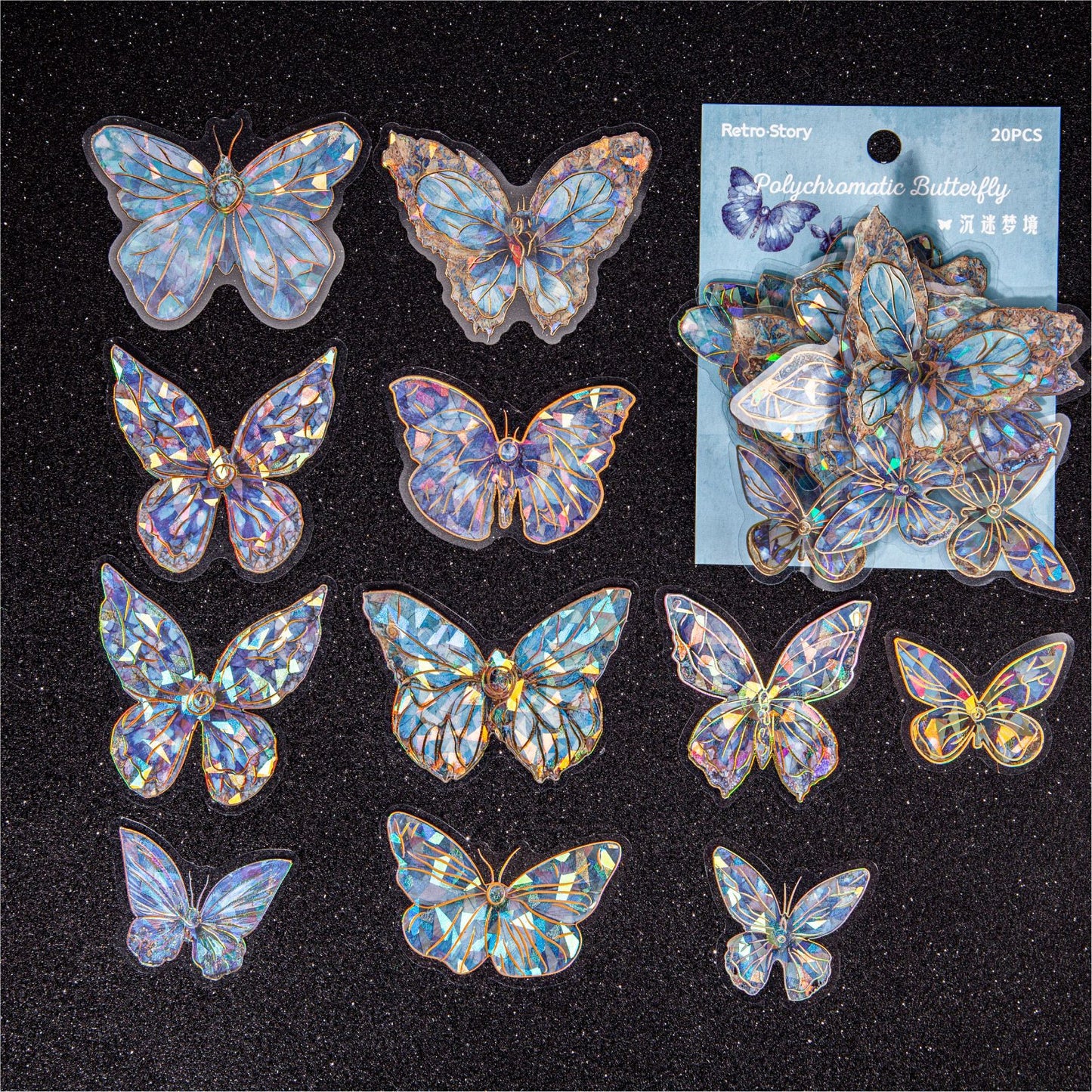 20pcs PET Butterfly Stickers LGDD