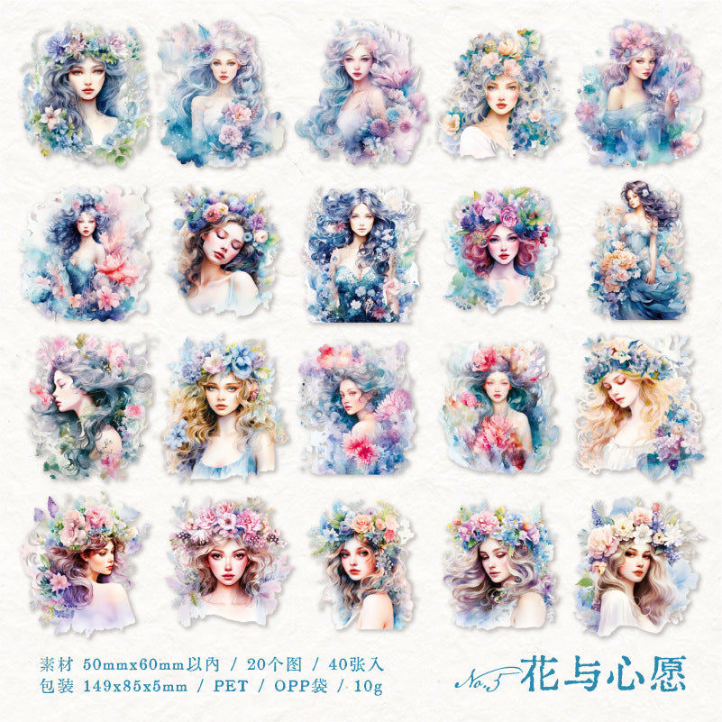 40 Pcs PET Ladies Stickers WFMM