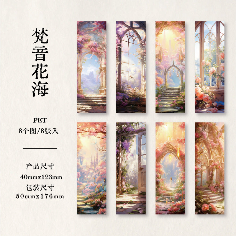 8pcs Landscape PET Bookmark YLMJ