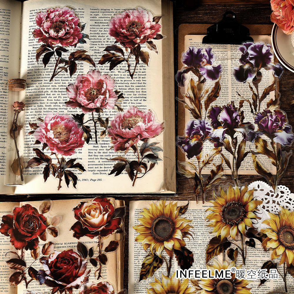 10 Pcs PET Flower Stickers Pack WRHS