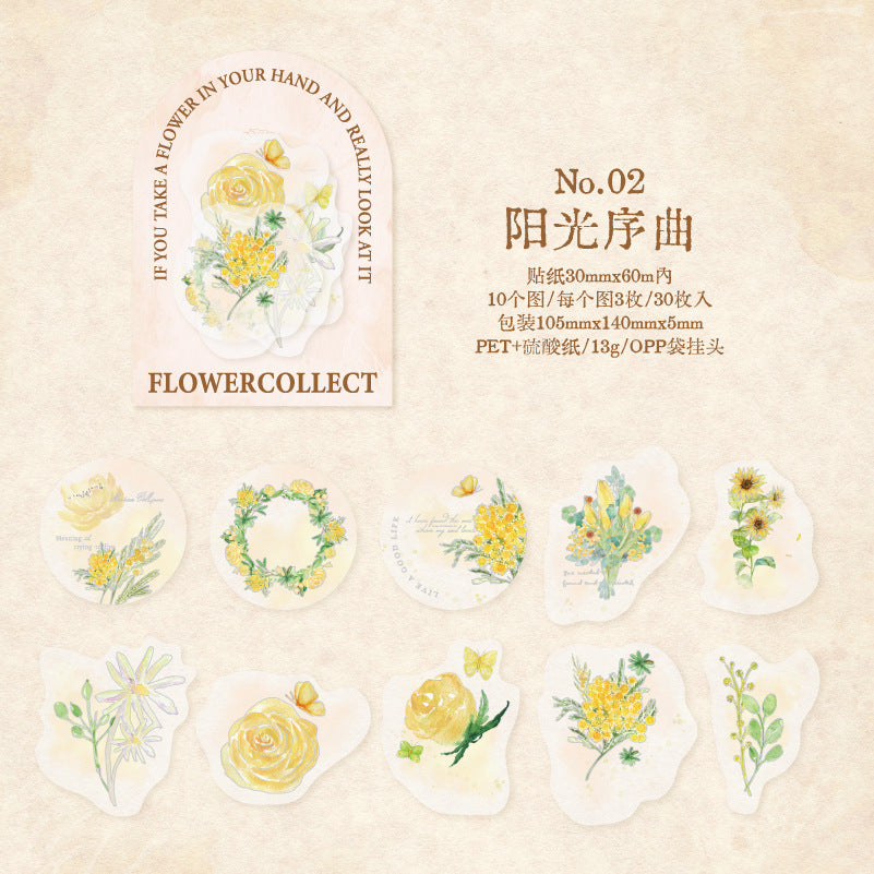 30pcs PET Flower Stickers HZDA
