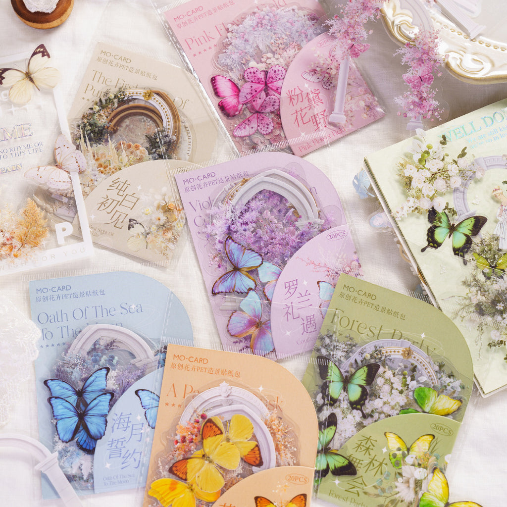 20pcs PET Flower Stickers RMTK