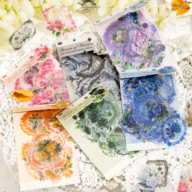 30 Pcs PET Flowers Stickers FHRM