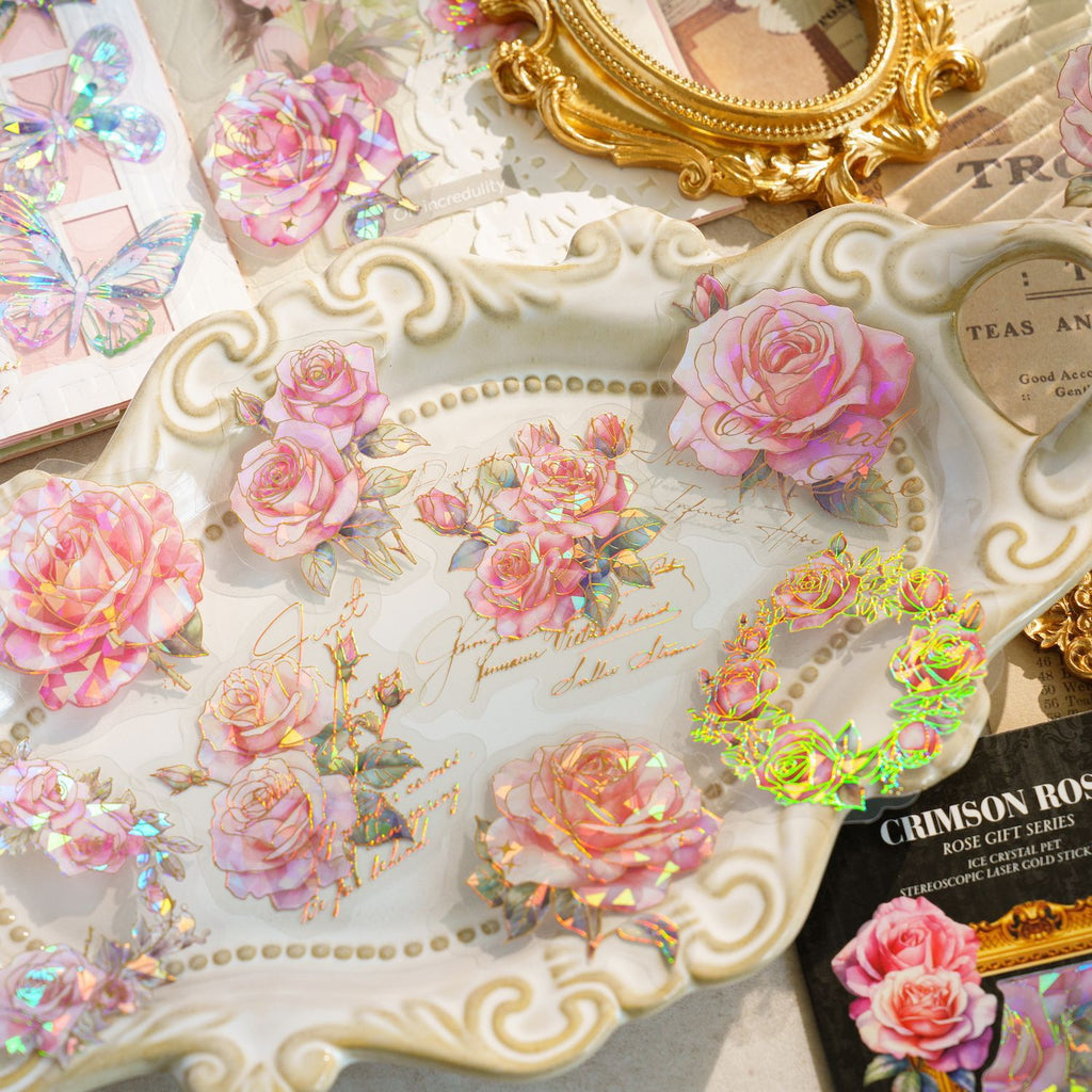 20pcs PET Rose Stickers MGHL